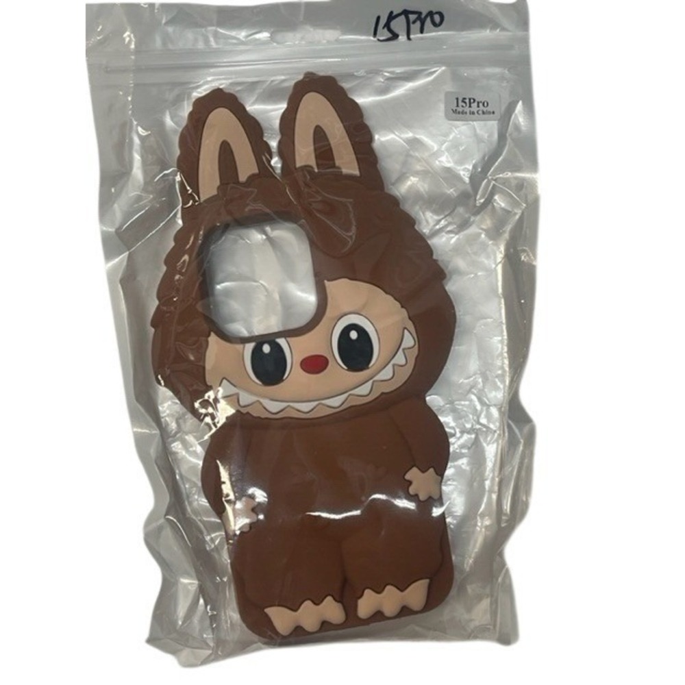 Cute‎ iPhone Case for iPhone 15 Pro Brown Silicone Novelty Protective Cover